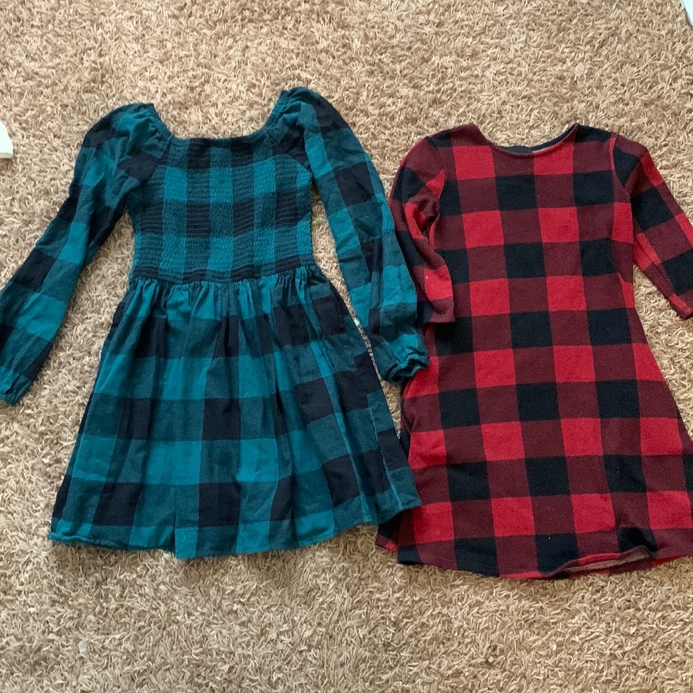 2 plaid girls dresses